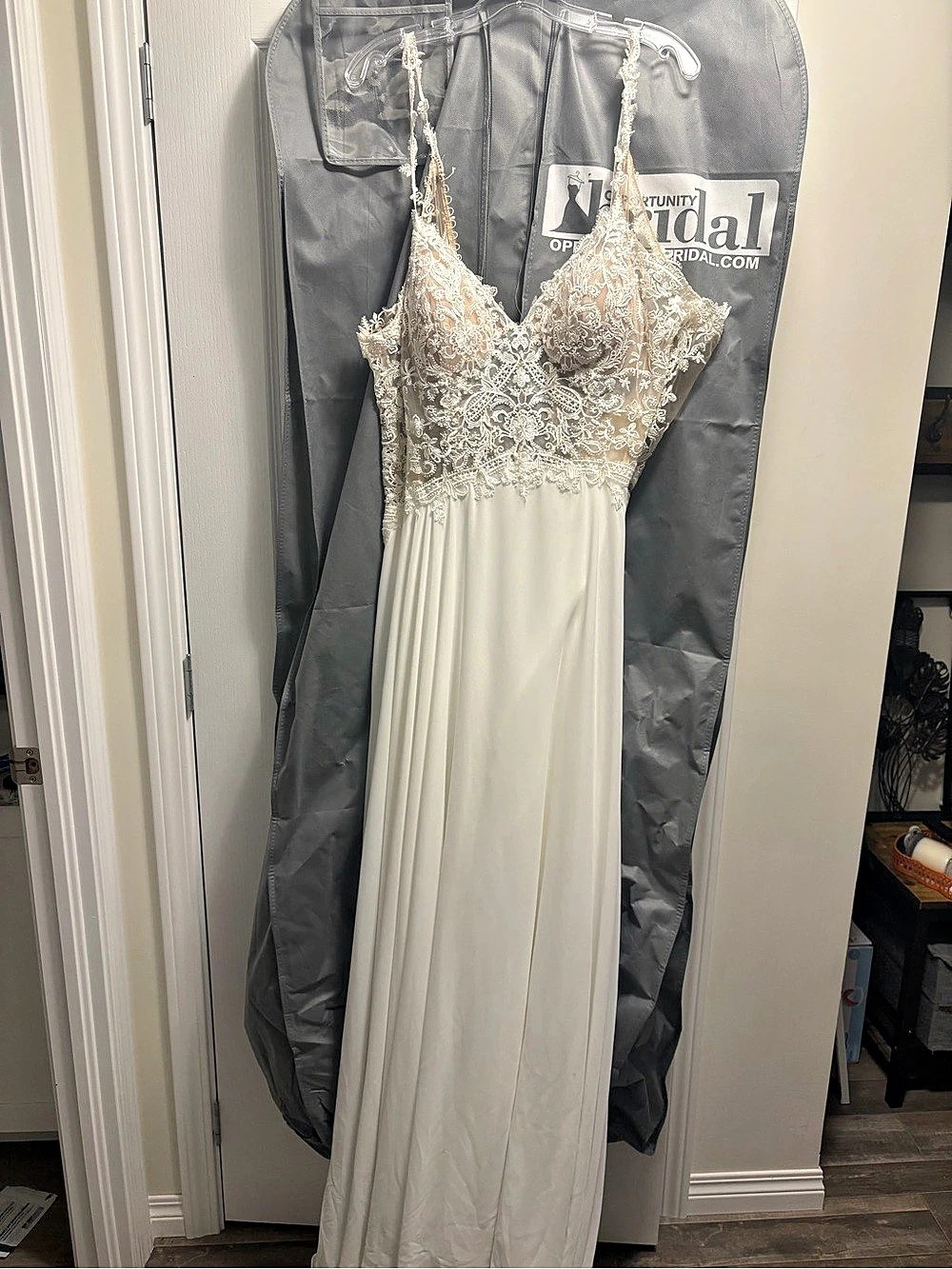 Enchanting by Mon Cheri Lace Detail Wedding Dress in White